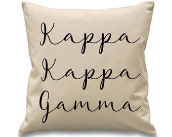 Kappa Kappa Gamma // Kappa // Sorority Canvas Pillow // 17x17 // Cursive Pillow // Sorority and Greek Gift Item// Big Little Gift