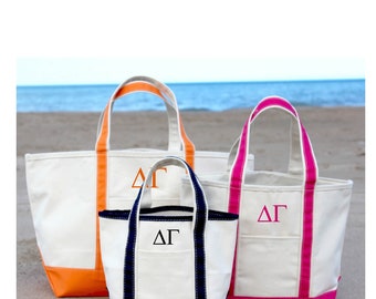 Sorority Cotton Canvas /Delta Gamma/Overnight Bag/Carry On/Zip Closure/Market Tote/Beach Tote/Vacation