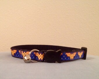 1/2 Inch Wide Custon Made Wonder Woman Breakaway Cat Collar