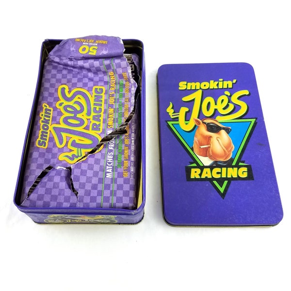 Smokin Joe Camel Racing Matchbook Set 47 Matches Collectors Tin Tobacciana 1994