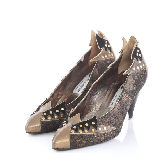 Vintage El Vaquero Metallic Studded Snake Print Pumps Heels | Etsy