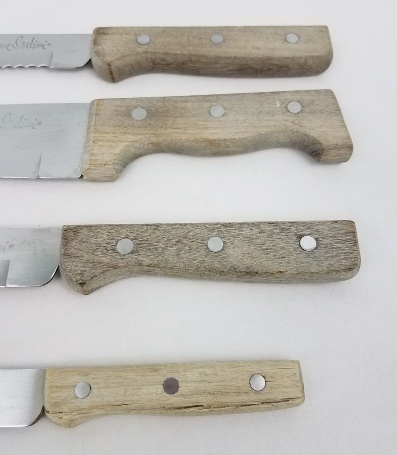 Vtg Pierre Santini Gourmet Cutlery Knives 2 Sets Chef Carving Steak Wood Racks