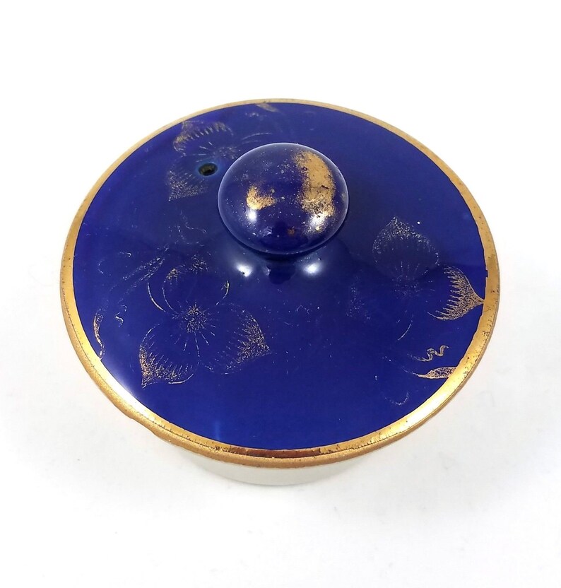 Vintage Hall China Teapot Cobalt Blue Gold Floral Design 4 Cup Etsy