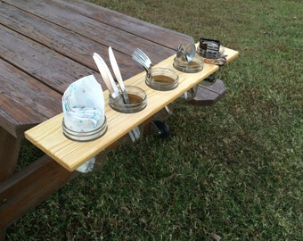 Reclaimed wood and mason jar shelf