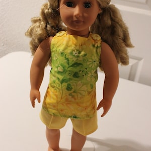Shorts Set,Doll Clothes,18 inch Doll Clothes,Yellow Shorts Set