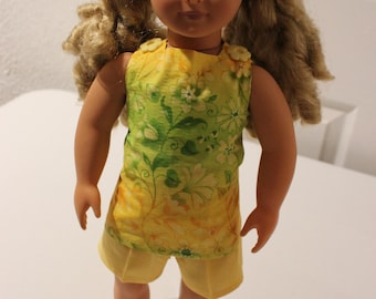 Shorts Set, Doll Kleding, 18 inch Doll Kleding, Gele Shorts Set