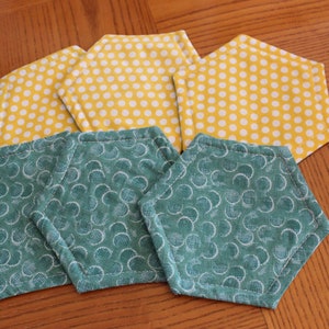Coasters,Quilted Coasters,Hexagon Coasters,Candle Mats,Mug Rug, Set of 6 Coasters