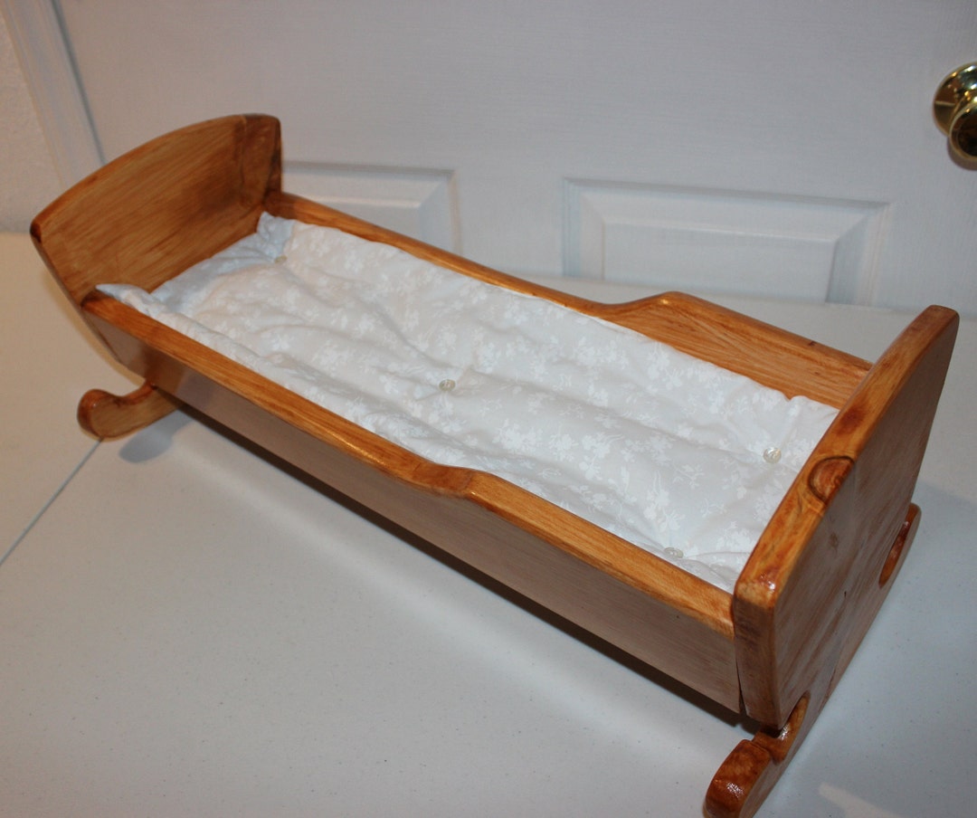 Vintage Style Cradle, Wood Doll Cradle, Doll Bed, Cradle With Mattress