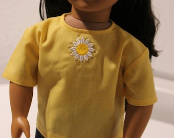 Shorts Set, Doll Kleding, 18 inch Doll Kleding, Geel en Denim Shorts Set