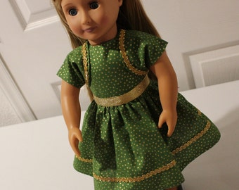 Kerstpop Jurk, 18 "Poppenjurk, Groene Kerstpop Jurk, Vakantie Poppen Jurk