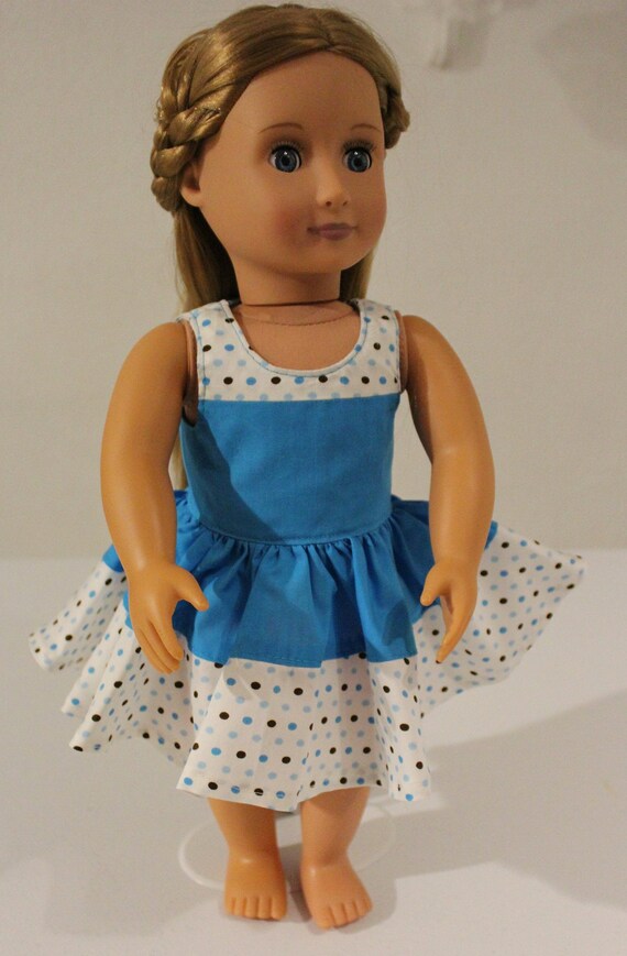18 inch Doll Dress,Doll Clothes,Doll Dress,Blue Doll Dress,American Made Doll Clothes,Hand Made
