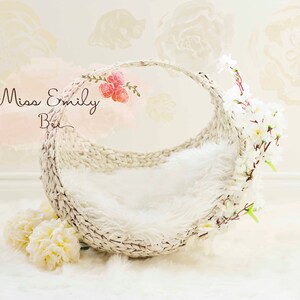 Floral Cream Basket Digital Prop Baby Newborn Photography - 2 files