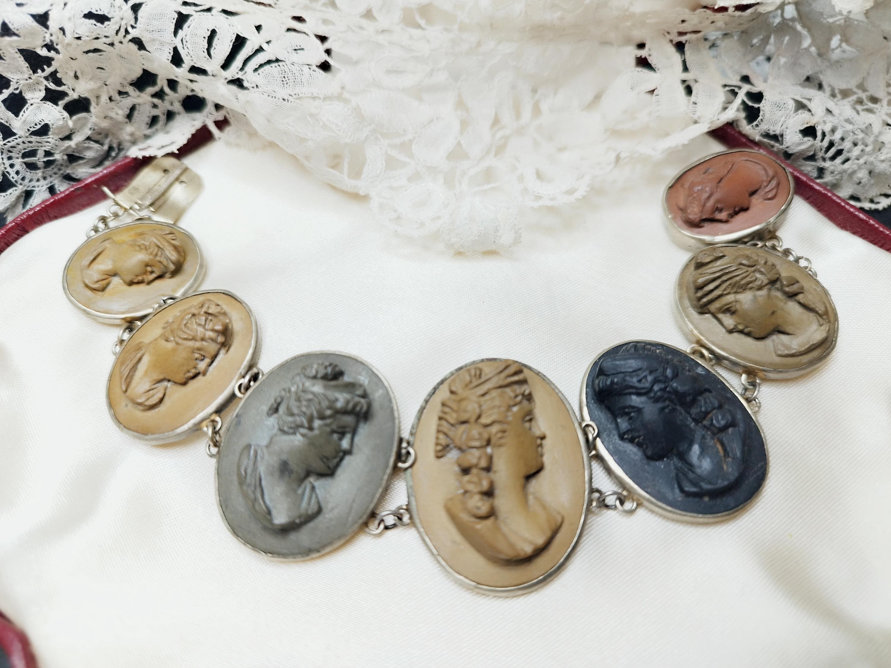 Lot De Camées Anciens En Pierre De Lave - Bijoux Vintage Occasion - Parfait Pour Créateurs Ou Collection
