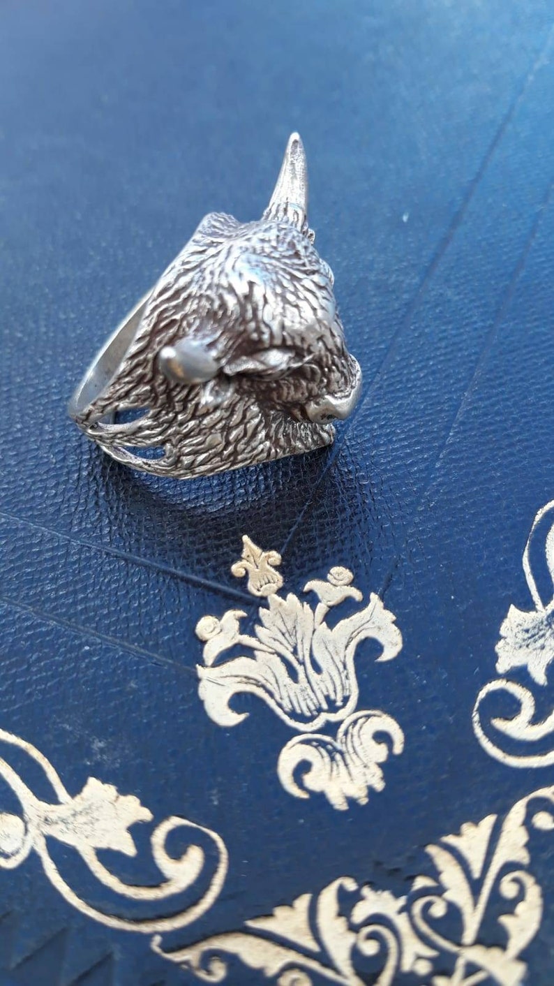 Large Buffalo Silver Ring,Buffalo Vintage Silver Ring Silver Handmade Ring Toro Solid Silver Ring,Handmade Silver