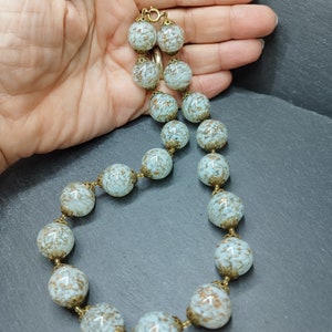 Vintage Murano necklace Venice Murano light blue and gold glass beads handmade Italian jewelry Italian art Renaissance Art Deco glass image 9