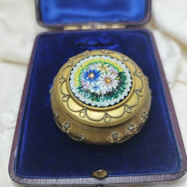 Vintage Italian micro mosaic box Venice Murano ancient Murano millefiori Victorian style Italian style Renaissance style