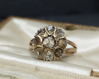 Antique diamond ring old mine 18 kt gold dormeuse ring patch diamonds for engagement Victorian wedding antique rare romantic