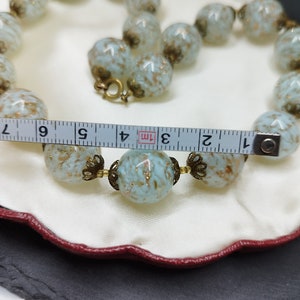 Vintage Murano necklace Venice Murano light blue and gold glass beads handmade Italian jewelry Italian art Renaissance Art Deco glass image 8