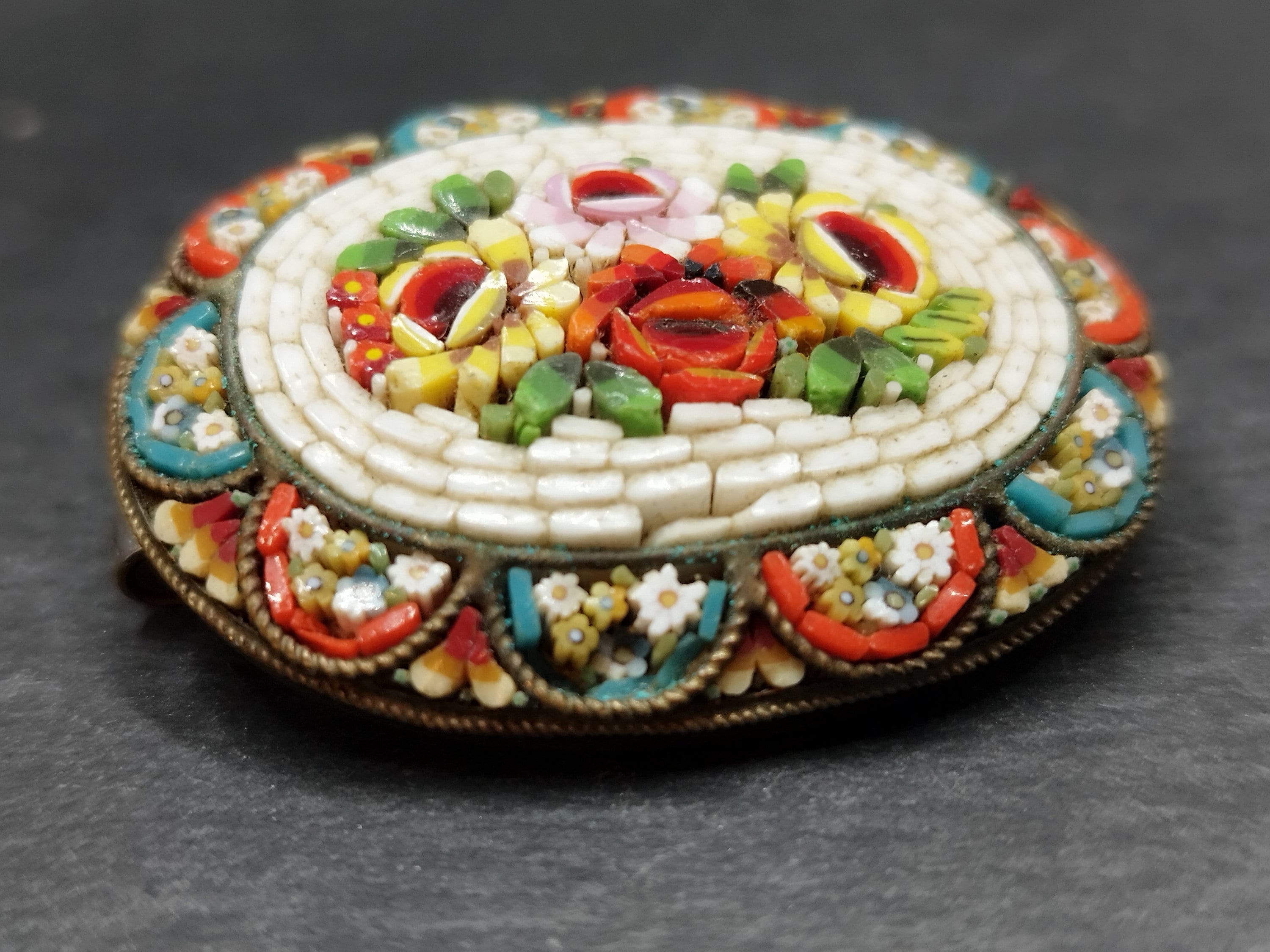 Gourmette Micromosaïque Vintage Italienne Années 50 - Longueur 21 Cm - Occasion