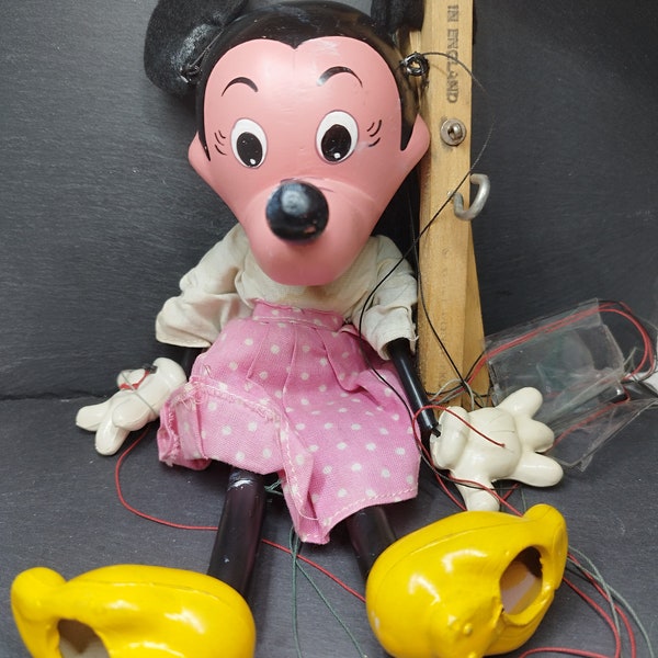 Puppets Pelham vintage mouse Minnie Walt Disney puppet 1950 made in England collectible rare vintage toys