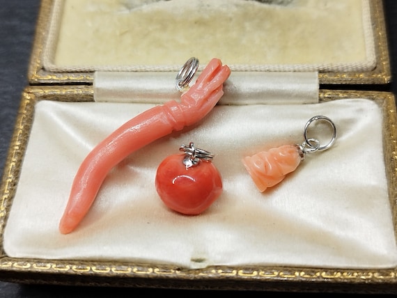 Genuine Coral Charms vintage pendant charms buddh… - image 1