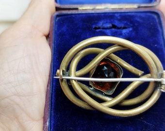 Broche Vintage Ancienne - Créateur Pâte De Verre Orange Et Violet - Bijou Vitrail Rétro