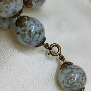 Vintage Murano necklace Venice Murano light blue and gold glass beads handmade Italian jewelry Italian art Renaissance Art Deco glass image 4