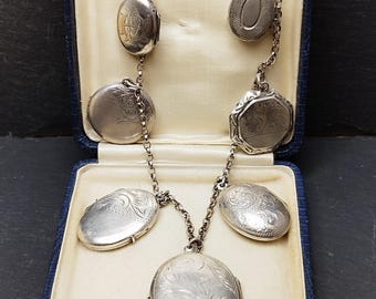 7 Locket Necklace Vintage Photo Lockets Chiseled Openable Romantic to Keep Memories Boho Chic Gift for Her