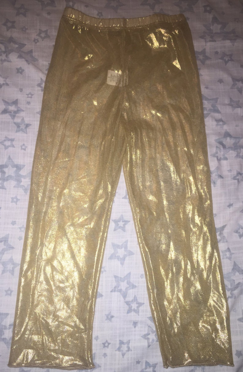 Girls Gold Metallic Mesh Footless Tights Size 4 Ready to | Etsy