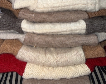 Medium 6-18M 15-22 lb Repurposed Pure Wool Baby Diaper Cover w/ Liner - Ivory & Tan