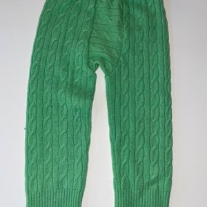 Green Cableknit Cable Knit 100% Cashmere Baby Toddler Leggings Longies Pants Longies - Size 12-18M