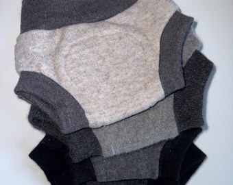 XS Preemie Newborn - 3 M maanden 5-10 pond Hergebruikte wollen luierhoes met vilten voering - zwart en grijs