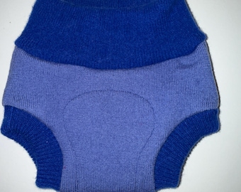 XS Preemie - 3 M 5-10 pond Hergebruikte wollen luierovertrek - blauw en groen