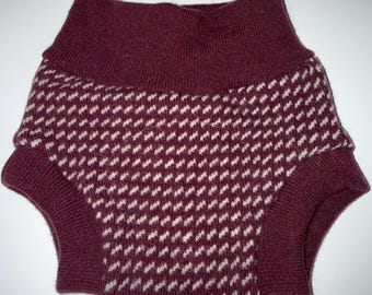 XS Preemie-3M 5-10 lb Repurposed Wool Baby Diaper Cover w/ Liner Rusty Reds