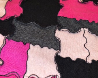 Repurposed 100% Cashmere Sweater Baby Stroller Blanket Throw 28x36 Imches - Fuchsia Pink, Black and Grey  - One of a Kind