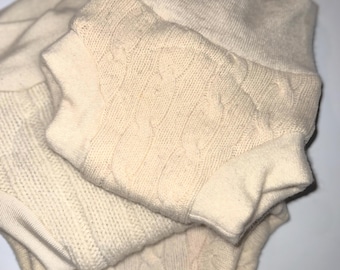 Kleine babyluier van 2-8 M 10-15 pound geüpcycled babyluier met voering - crème ivoor