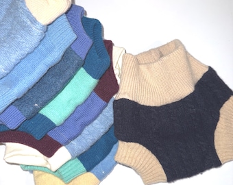 XS Preemie/Newborn 3 M Maanden 5-10 pond Hergebruikte wollen luierhoes met voering - blauw