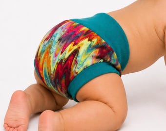 Small 2-8M 10-15 lbs Baby Cloth Diaper Cover Shorts Bottoms - Cotton Spandex Jersey Knit