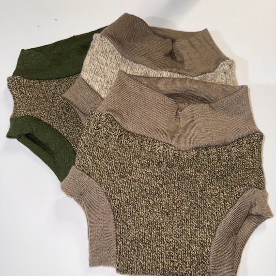 Upcycled Wool Diaper Soaker - Earth Tones, Felted Liner - Medium 6-18M, 15-22 lb