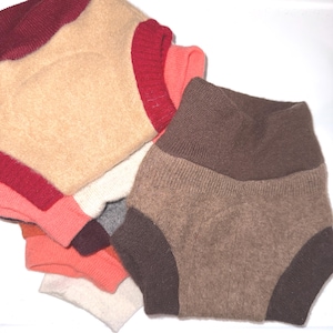 Cubrepañales absorbentes de lana 100 % reciclada (pequeño, mediano, de 2 a 8 años, de 10 a 15 libras) - Colores neutros