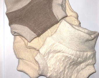 XS Preemie/Newborn 0-3M 5-10 lbs Wool Diaper Cover Gender Neutral Ivory Off White
