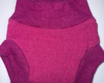 Kleine geüpcycled luierovertrek van 100% wol met vilten voering, 2-8 M 10-15 pound - roze