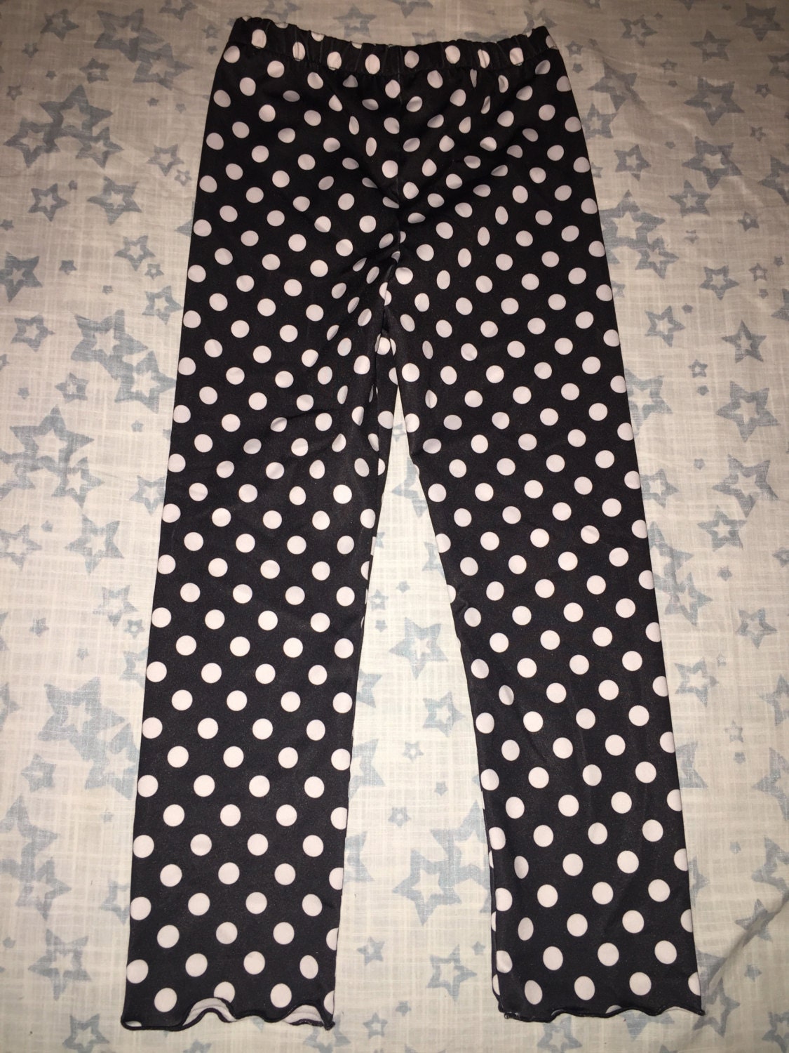 Girls Leggings Tights White Polka Dot on Black Last Pair Etsy
