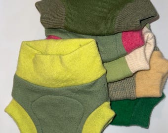 XS Preemie - 3M 5-10 lb Repurposed Wool Diaper Cover Soaker - Greens