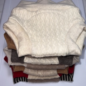 Pañal para bebé de lana pura reutilizada con forro, mediano, 6-18 M, 15-22 libras - Marfil y tostado