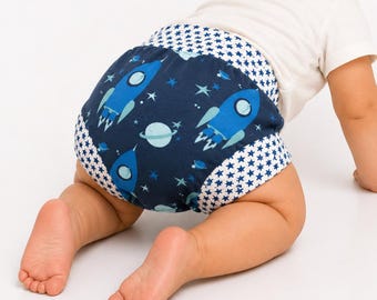 Large - 12-24M / 18-28lbs Toddler Diaper Cloth Cover - Cotton Spandex Jersey Knit