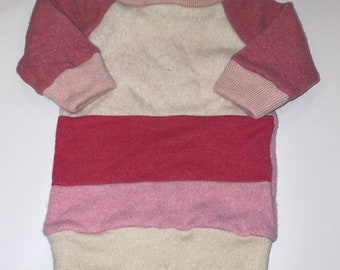 FrankenSweater in Shades of Pink - Upcycled 100% Cashmere Baby Sweater Top T-shirt - Size 6-9M