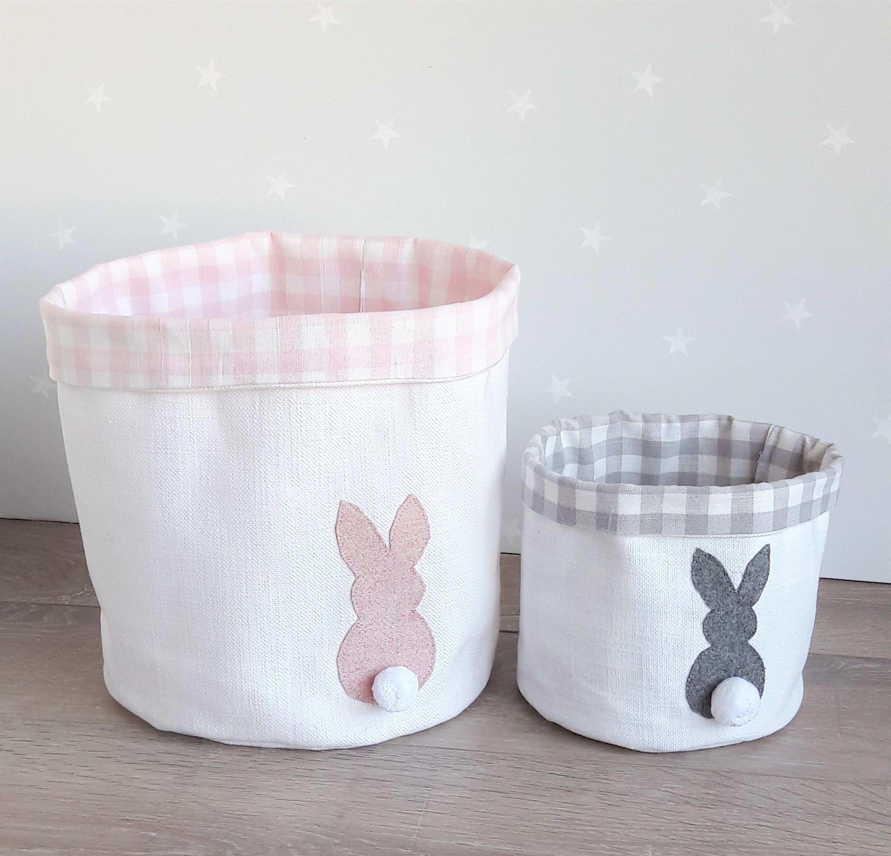 Cesta de almacenamiento de tela con bónitos aplicados | Etsy