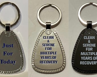 Just For Today-Clean & Serene NA Metal Key Tag