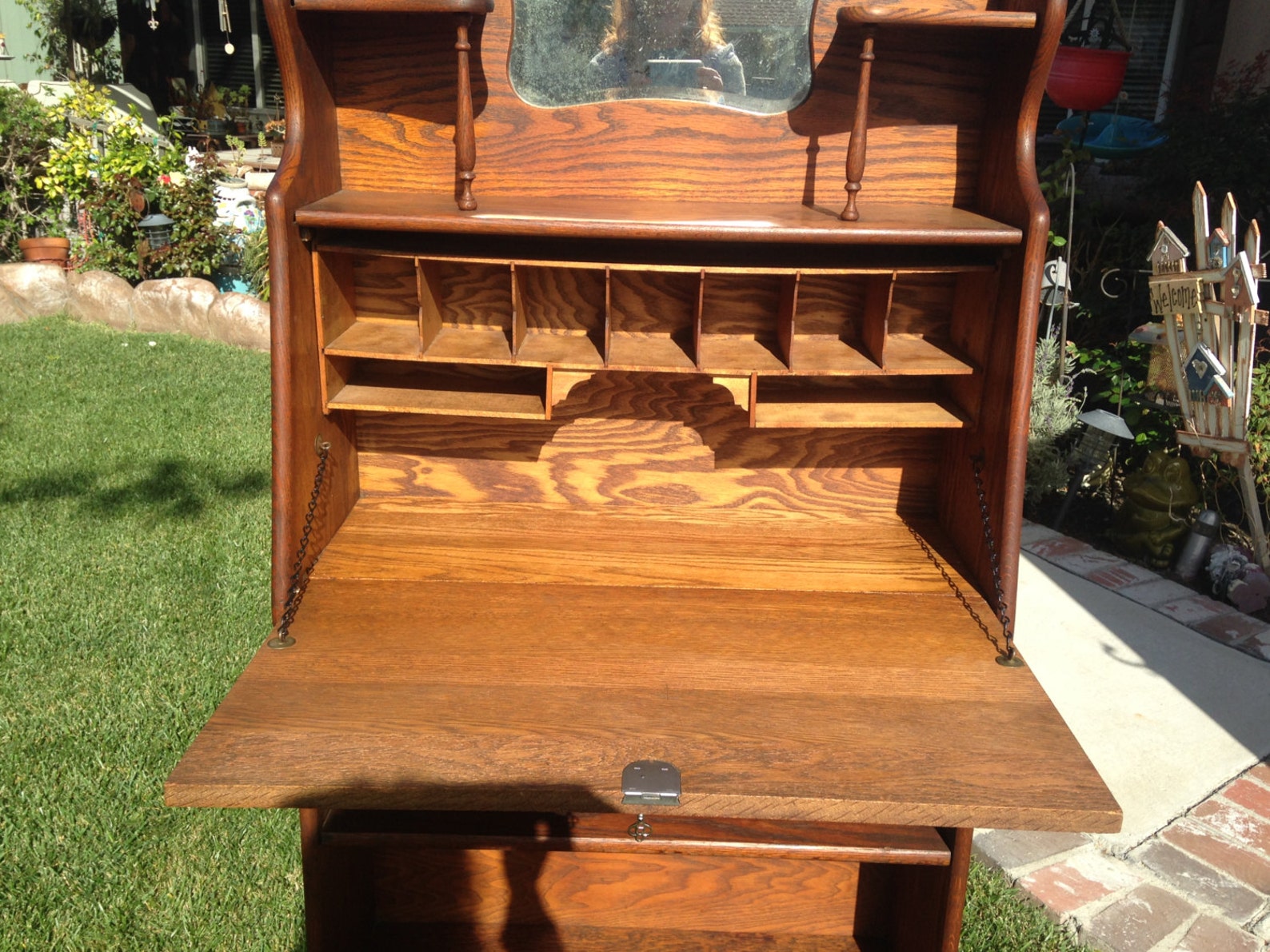 SALE Antique Larkin Drop Front Secretary Desk and Bookshelf Etsy